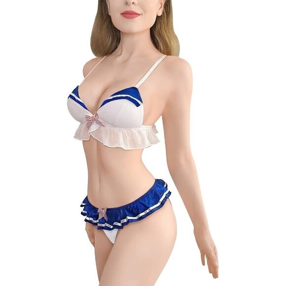 Littleforbig Women Magical Girls Nightwear Sexy Bra Panties  Bikini Set - Blue - Picture 2 of 7